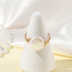 Natural Keshi Pearl Copper Wire Finger Rings&nbsp;RJEW-JR01076