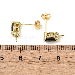 Brass Micro Pave Cubic Zirconia Earring Findings&nbsp;KK-D226-10G