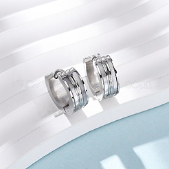304ステンレススチールフープピアス  316ステンレス鋼と白いシェル  プラチナ  13x5mm&nbsp;EJEW-D331-14P
