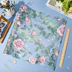 PVC静的ステッカー  窓の装飾  花柄  グリーン  430x0.2mm&nbsp;DIY-WH20047-01A-015