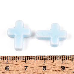 手作りの陶器ビーズ  光沢釉の磁器  クロス  紺碧  16~17x13~13.5x5~5.5mm  穴：1.4~1.8mm&nbsp;PORC-F010-03-01