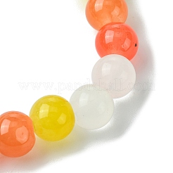 8mm ベーキングペイント模造翡翠ガラスラウンドビーズストレッチキッズブレスレット（女の子・男の子用）  ミックスカラー  内径：1-3/4インチ（4.6cm）&nbsp;BJEW-JB10895