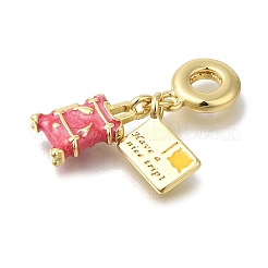 Brass Enamel European Dangle Charms&nbsp;KK-R002-22G-01