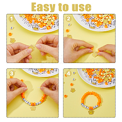 DIY 文字ビーズブレスレット作りキット  プラスチックビーズを含む  アクリルビーズ  合金ペンダントと伸縮性のあるコード  ミックスカラー  6x6x6mm  穴：3.2mm&nbsp;DIY-DC0004-05