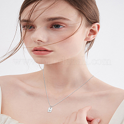ステンレススチール製文字長方形ペンダントネックレス1個  女性と男性のための真鍮ベネチアンチェーンネックレス  鉛フリー＆ニッケルフリー＆カドミウムフリー  ステンレス鋼色  文字W  17.64~18.35インチ（44.8~46.6cm）  エンドエクステンダー：59~62mm  ペンダント：10x6mm&nbsp;NJEW-LP0001-34W-P