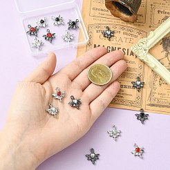 8色合金ラインストーンペンダント16個。  翼のチャーム付きハート  ミックスカラー  17x15x3.5mm  穴：1.6mm  2個/カラー&nbsp;RB-CJ0001-11