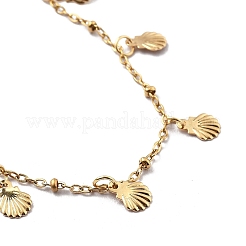 Summer Beach 304 Stainless Steel Shell Shaped Charm Anklets for Women&nbsp;AJEW-AN00658