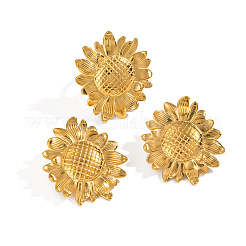 Stainless Steel Textured Sunflower Stud Earring & Ring Sets&nbsp;RU0929-3