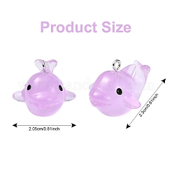 12Pcs 6 Colors Luminous Translucent Resin Pendants&nbsp;RESI-YW0001-85