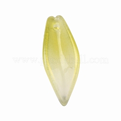 クリアガラスペンダント  花弁  黄緑  21.5x8x5mm  穴：1mm&nbsp;GLAA-B004-01E