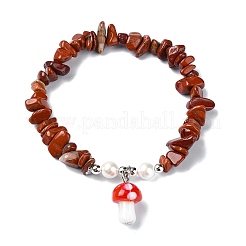 Gemstone Chip & Shell Pearl Beaded Stretch Bracelets&nbsp;BJEW-JB10914
