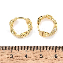 Brass Micro Pave Clear Cubic Zirconia Hoop Earrings&nbsp;EJEW-C182-05A-G