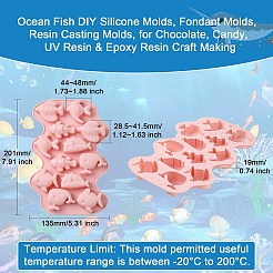 海の魚の DIY シリコーン型  フォンダン型  レジン型  チョコレート用  キャンディ  UVレジンとエポキシレジンのクラフト作り  ピンク  201x135x19mm  内径：28.5~41.5x44~48mm&nbsp;SIMO-CJC0002-01