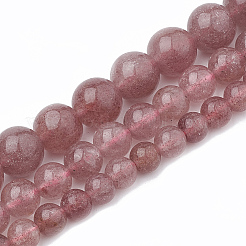 Natural Dyed Strawberry Quartz Beads Strands&nbsp;X-G-S295-15-6mm-1