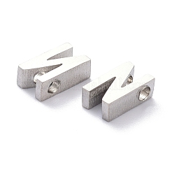 変色しにくい304ステンレススチールチャーム  アルファベット  ステンレス鋼色  文字.n  8x4.5x3mm  穴：1.8mm&nbsp;STAS-K216-41N-P