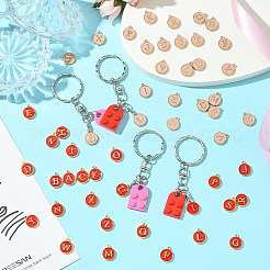 DIY Flat Round with Letter A~Z Alloy Enamel Pendant Keychain Making Kits&nbsp;DIY-CJ0002-77