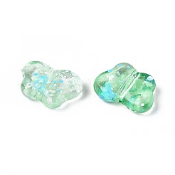 スプレー塗装透明アクリルビーズ  蝶  薄緑  7x10x3mm  穴：1.5mm  約3570個/500g&nbsp;OACR-N149-01D