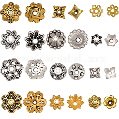 360個12スタイルの合金ビーズキャップ  花  アンティークシルバー＆ゴールデン  5.5~13.5x6~13.5x1.5~4mm  穴：1.5~2mm  30個/スタイル&nbsp;FIND-PA0001-15