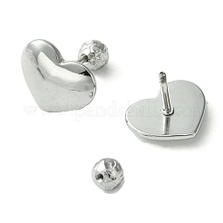 変色しない304ステンレススチール製イヤリング  ハート  ステンレス鋼色  11.5x14mm&nbsp;EJEW-Q801-01P
