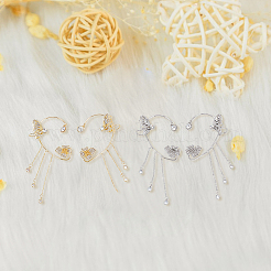 4Pcs 4 Style Butterfly & Flower Crystal Rhinestone Climber Wrap Around Earrings&nbsp;EJEW-AN0001-01