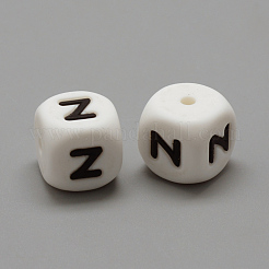 食品グレードの環境に優しいシリコーンビーズ  文字スタイル  キューブ  文字.z  12x12x12mm  穴：2mm&nbsp;SIL-R001-Z