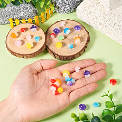 30個 2スタイル 光る樹脂製キノコ飾り  デスク装飾用の暗闇で光るキノコ  ミックスカラー  8.5~11x9~12x8.5~11.5mm  15個/スタイル&nbsp;RESI-TA0004-02A