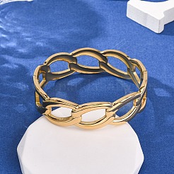 304ステンレススチールバングル  女性用ヒンジ付きバングル  オーバル  イオンプレーティング（ip）  18KGP本金メッキ  3/4インチ（1.8cm）  内径：2-1/8x2-3/8インチ（5.25x6.05cm）&nbsp;BJEW-G749-14G