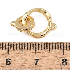 Brass Micro Pave Clear Cubic Zirconia Twisted Ring Links&nbsp;KK-G544-45G