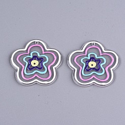 透明なアクリルパーツ  3dプリント  花  カラフル  38.5x39.5x2mm  穴：1.5mm&nbsp;KY-T022-50
