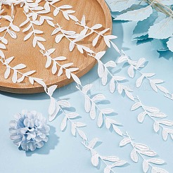 15ヤードのレース刺繍ポリエステルリボン  マスクと衣装のアクセサリー  葉の模様  ホワイト  1インチ（25mm）&nbsp;SRIB-GF0001-05