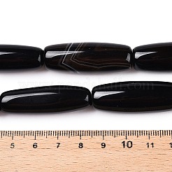 天然瑪瑙の染色・加熱ビーズ連売り  ライス  ブラック  39.5~41x11~15mm  穴：3mm  約10個/連  15.35~16''（39~40センチメートル）&nbsp;G-T138-230C