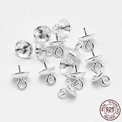 変色防止ロジウムメッキスターリングシルバーペンダントベイル925個  片穴パーツ用  プラチナ  6.5x5mm  穴：1mm  ピン：0.5mm&nbsp;STER-E050-08P