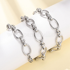 10mm 304ステンレススチール製オーバルリンクチェーンネックレス（女性用）  変色しない  ステンレス鋼色  17.64インチ（44.8cm）&nbsp;NJEW-G194-04P