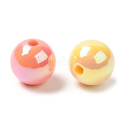 UVメッキレインボー虹色アクリルビーズ  暗闇で光る  ラウンド  ミックスカラー  10mm  穴：2mm&nbsp;PACR-K003-02B