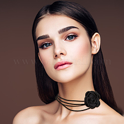 6Pcs 6 Colors Velvet Flower Collar Choker Necklaces Set&nbsp;NJEW-FI0001-09