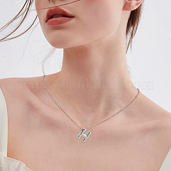 1pc Brass Chain with Alloy Letter Pendants Necklaces&nbsp;NJEW-LP0001-41H-P