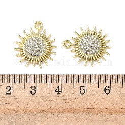 合金ラインストーンペンダント  太陽  14KGP本金メッキ  20.5x17.5x3.5mm  穴：1.6mm&nbsp;PALLOY-P314-05G
