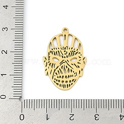 304ステンレスペンダント  マスクチャーム  レーザー切断  ゴールドカラー  27.5x18.5x1.5mm  穴：1.5mm&nbsp;STAS-U041-02G