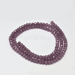 カット加工ロンデルガラスビーズ連売り  オールドローズ  3.5x2.5~3mm  穴：0.8mm  約125~128個/連  13.7~14.1インチ（35~36cm）&nbsp;X-GLAA-I033-3mm-10