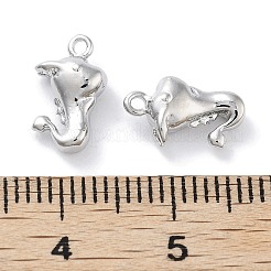 真鍮製チャーム  カドミウムフリー＆ニッケルフリー＆鉛フリー  ドラゴン  プラチナメッキ  11x6.5x4mm  穴：1mm&nbsp;KK-C077-01P