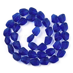 透明なすりガラスビーズ連売り  ナゲット  藤紫色  15x12x9.5mm  穴：1mm  約40個/連  23.62''（60センチメートル）&nbsp;FGLA-S001-02E