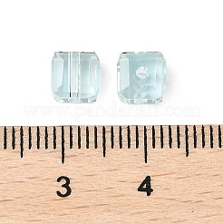 K9ガラス模造オーストリアクリスタルビーズ  多面カット  正方形  ライトスカイブルー  6x6x6mm  穴：1.5mm&nbsp;GLAA-D023-01-02