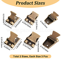 6スタイルの鉄製ボロタイスライド留め具2個  ボロタイ作り用  アンティークブロンズ  23~30x20~25x8~9.5mm  穴：2.5mm  内径：2.5~3.5x12~17mm  3個/スタイル&nbsp;IFIN-GF0001-25AB