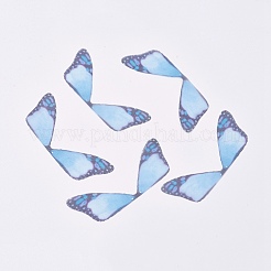 ファッションdiyのイヤリングジュエリーアクセサリー  繊維チュールペンダント  蝶の羽  ライトブルー  58x19x0.1mm  穴：0.8mm&nbsp;FIND-TAC00014-04G