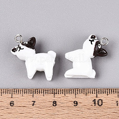 樹脂製の犬のペンダント  プラチナトーンループ付き  イヤリングのDIY  ホワイト  21~22.5x19~21x10.5mm  穴：2mm&nbsp;CRES-TAC0003-15-01