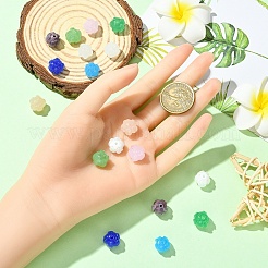 18個9色透明ガラスビーズ  花  ミックスカラー  11x10mm  穴：1.5mm  2個/カラー&nbsp;GLAA-YW0005-16