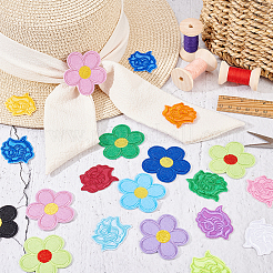 40Pcs 20 Styles Rose Shape & 5-Petal Flower Computerized Embroidery Cloth Iron on/Sew on Patches&nbsp;DIY-AR0003-12