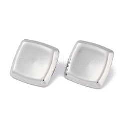 変色しない304ステンレススチールスタッドピアス  女性のための  正方形  ステンレス鋼色  25x25mm&nbsp;EJEW-C105-03P