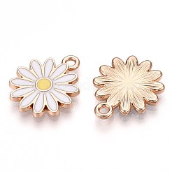 合金エナメルチャーム  鉛フリー＆カドミウムフリー  ゴールドカラー  花のチャーム  ホワイト  18x15x2mm  穴：1.6mm&nbsp;ENAM-T022-08B