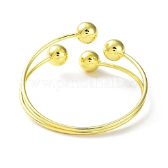 Rack Plating Brass Round Ball Beded Cuff Bangle for Women&nbsp;BJEW-F465-01G